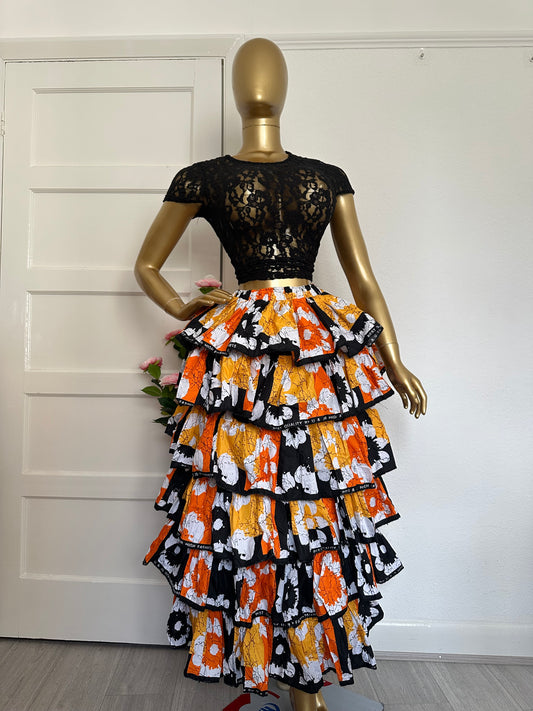 Sunset Bloom Layered Skirt