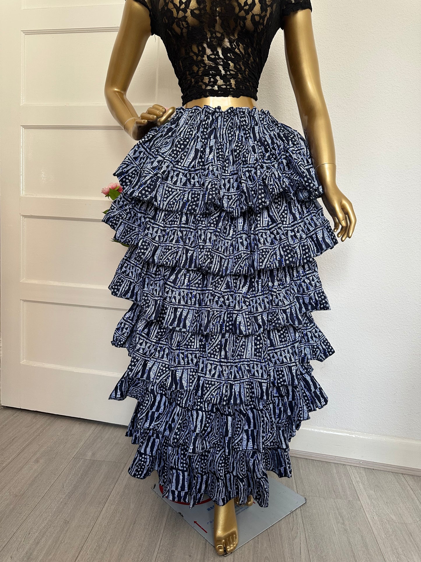Layered Ruffle Maxi Skirt – Midnight Indigo